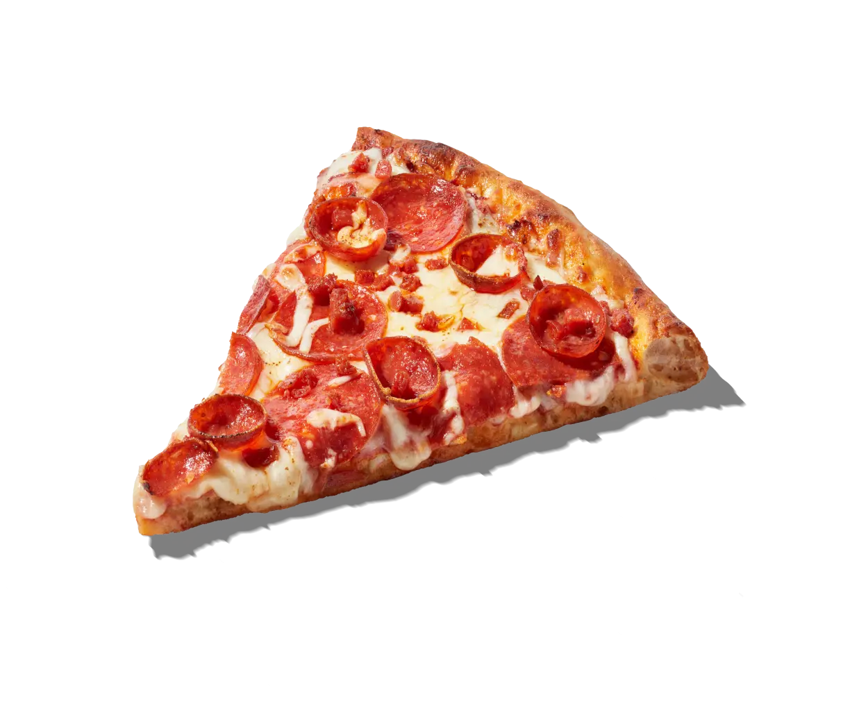 Triple pepperoni pizza slice
