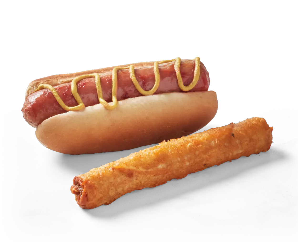 hot dog with mustard and a rollerbite from RaceTrac