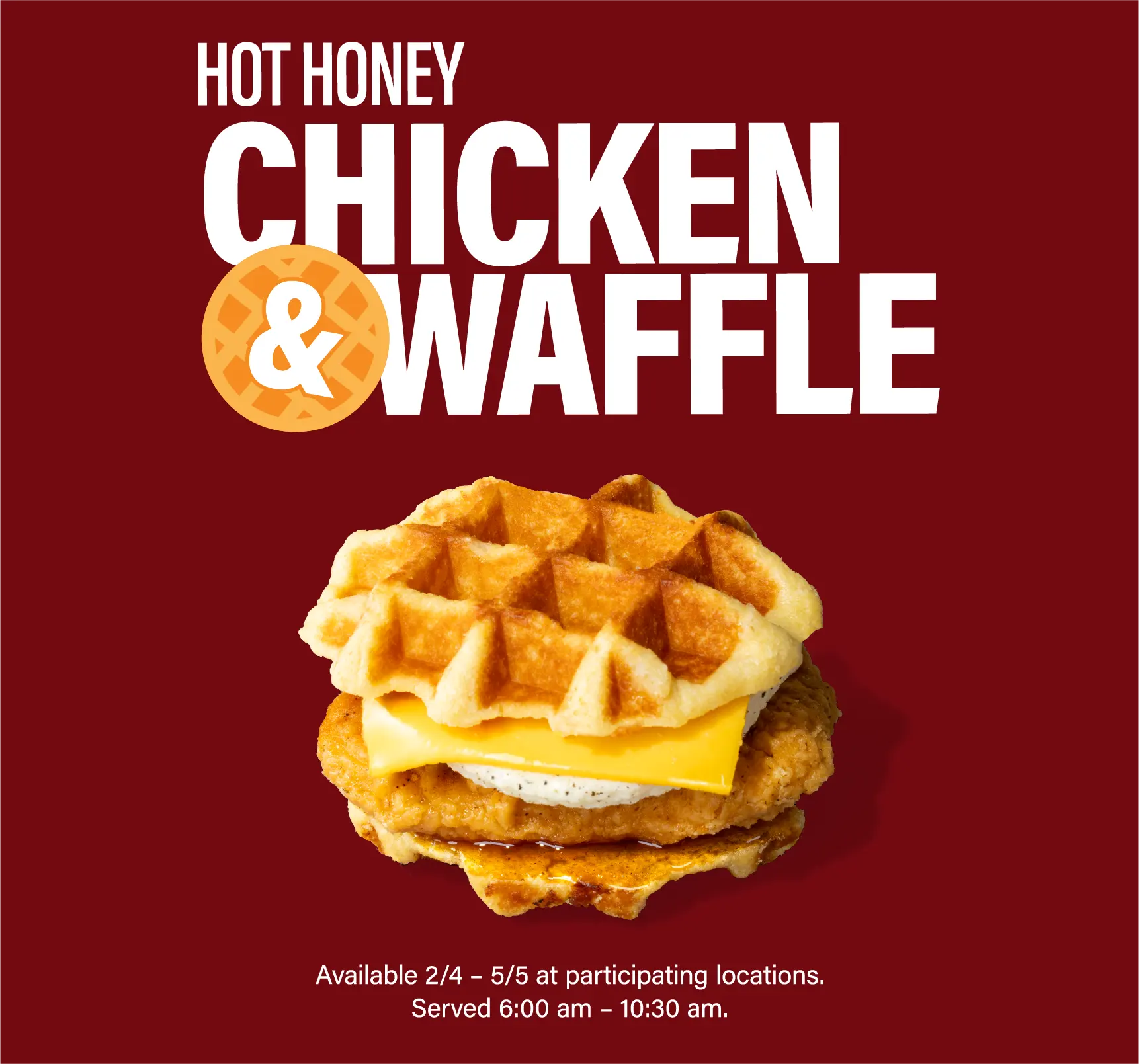 Hot Honey Chicken and Waffle breakfast sandwich 