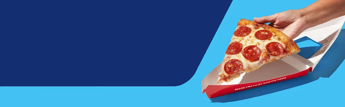 Hand grabbing a pizza slice