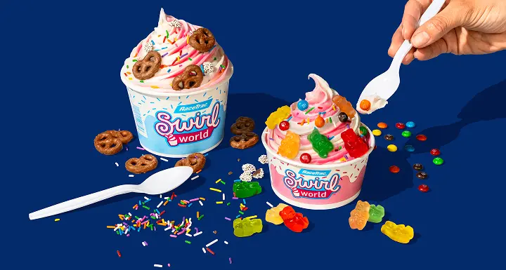Swirl World with toppings