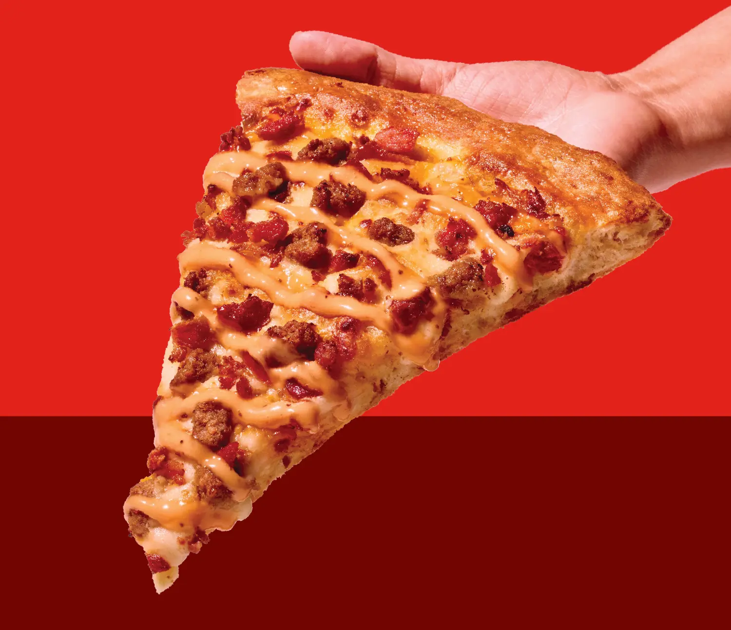 Slice of bacon cheeseburger pizza