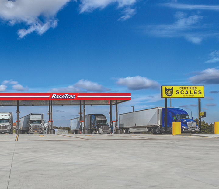 RaceTrac travel center with Cat Scales and dedicated truck lanes