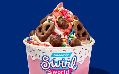 Swirl world cup with chocolate toppings and sprinkles