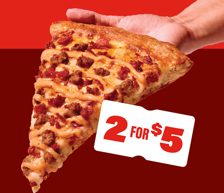 Bacon Cheese burger pizza at RaceTrac. Get two slices for $5